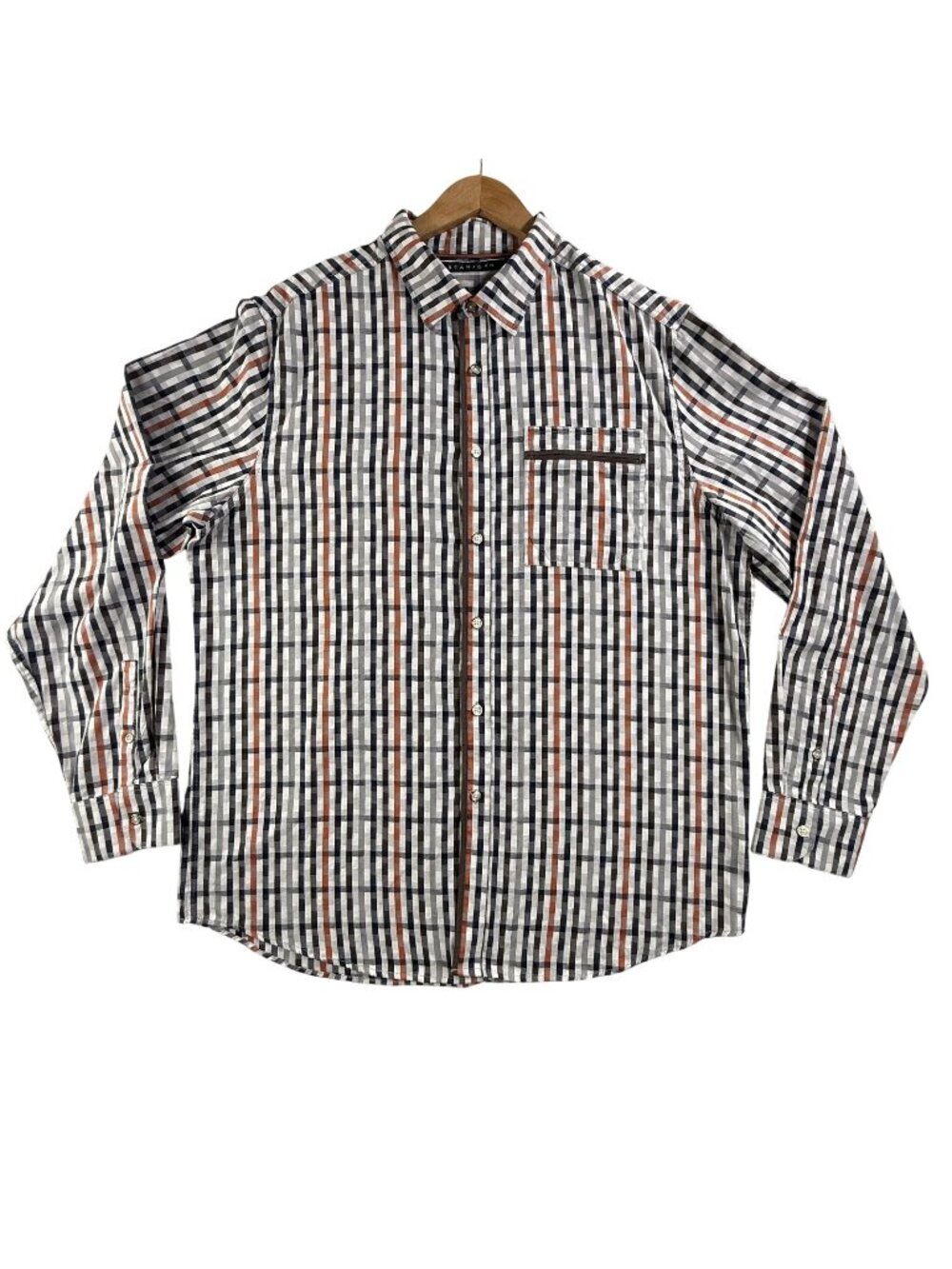 Sean John Shirt Mens 2XL Multicolor Plaid Button Up Long Sleeve Pocket Casual